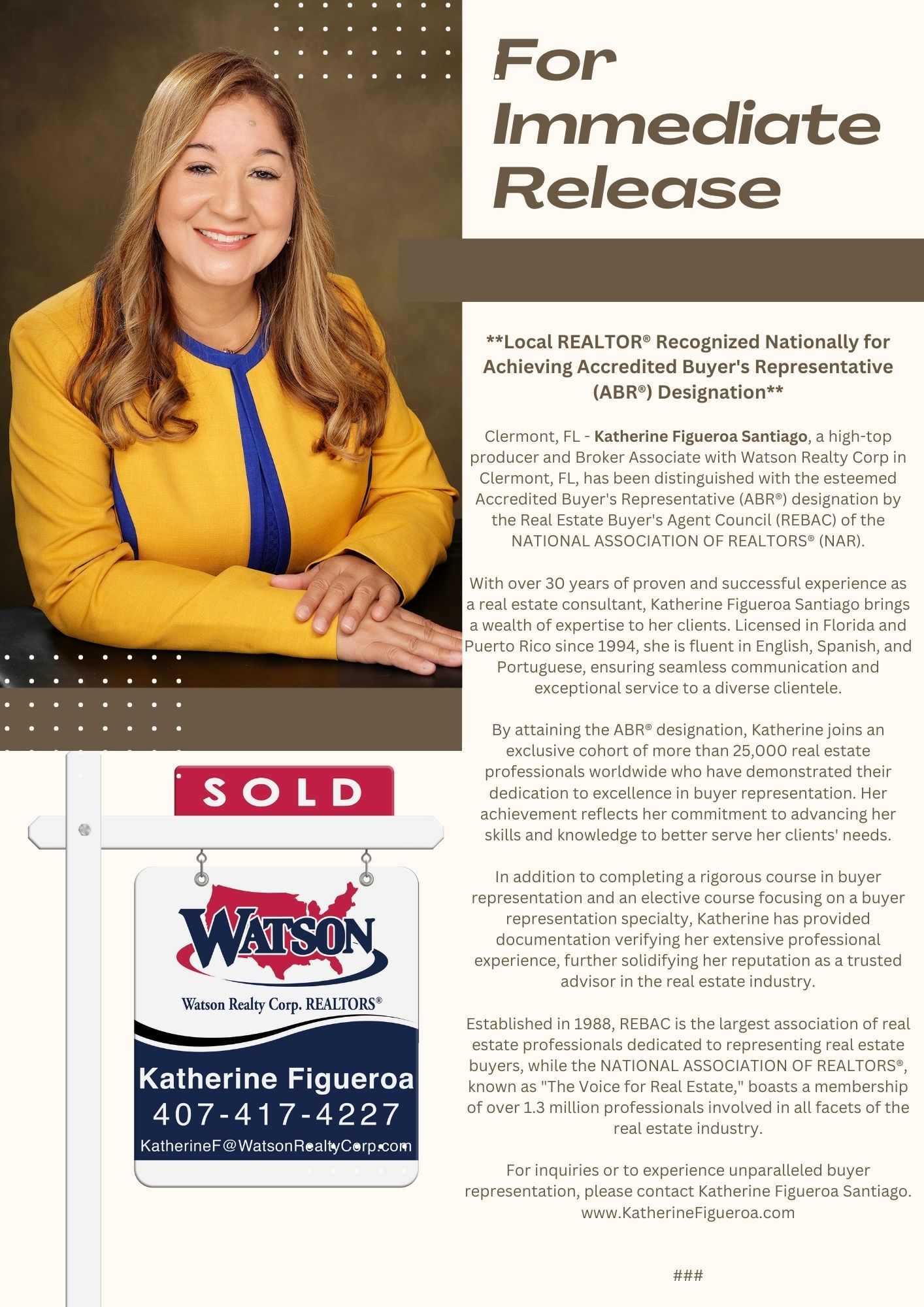 LOCAL REALTOR®, KATHERINE FIGUEROA, ACHIEVES NATIONAL RECOGNITION